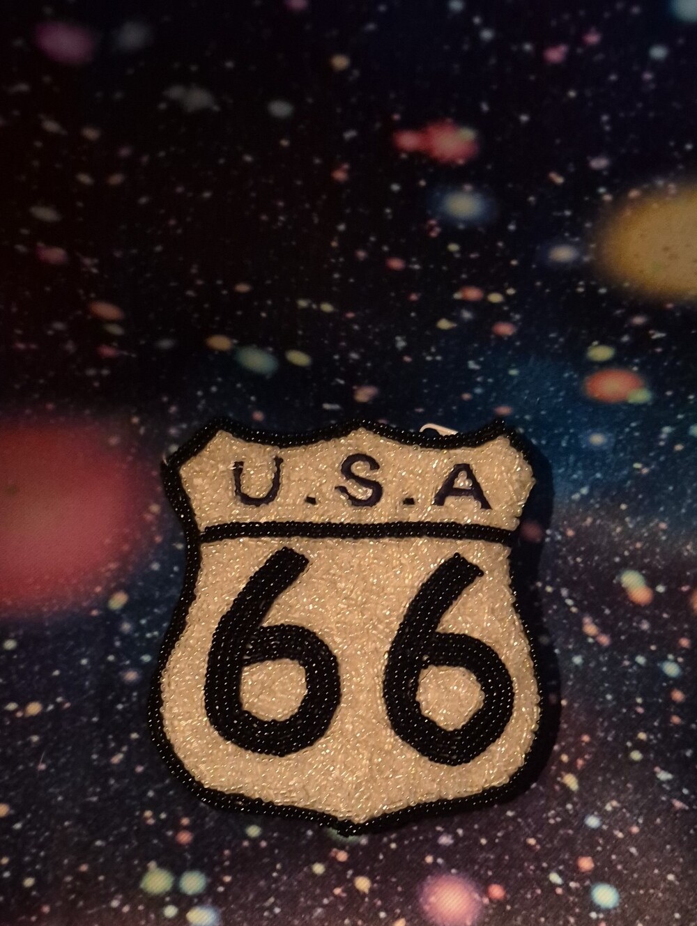 Vintage Route 66 Beaded Coin Purse – New Old Stock Y2K Mini Change Purse – Retro